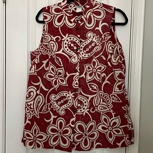 ONE PAPAYA, BLOUSE, Sleeveless, Made in Hawaii, size large.